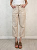 Drawstring Waist Striped Wash Twill Relaxed Fit Bottoms