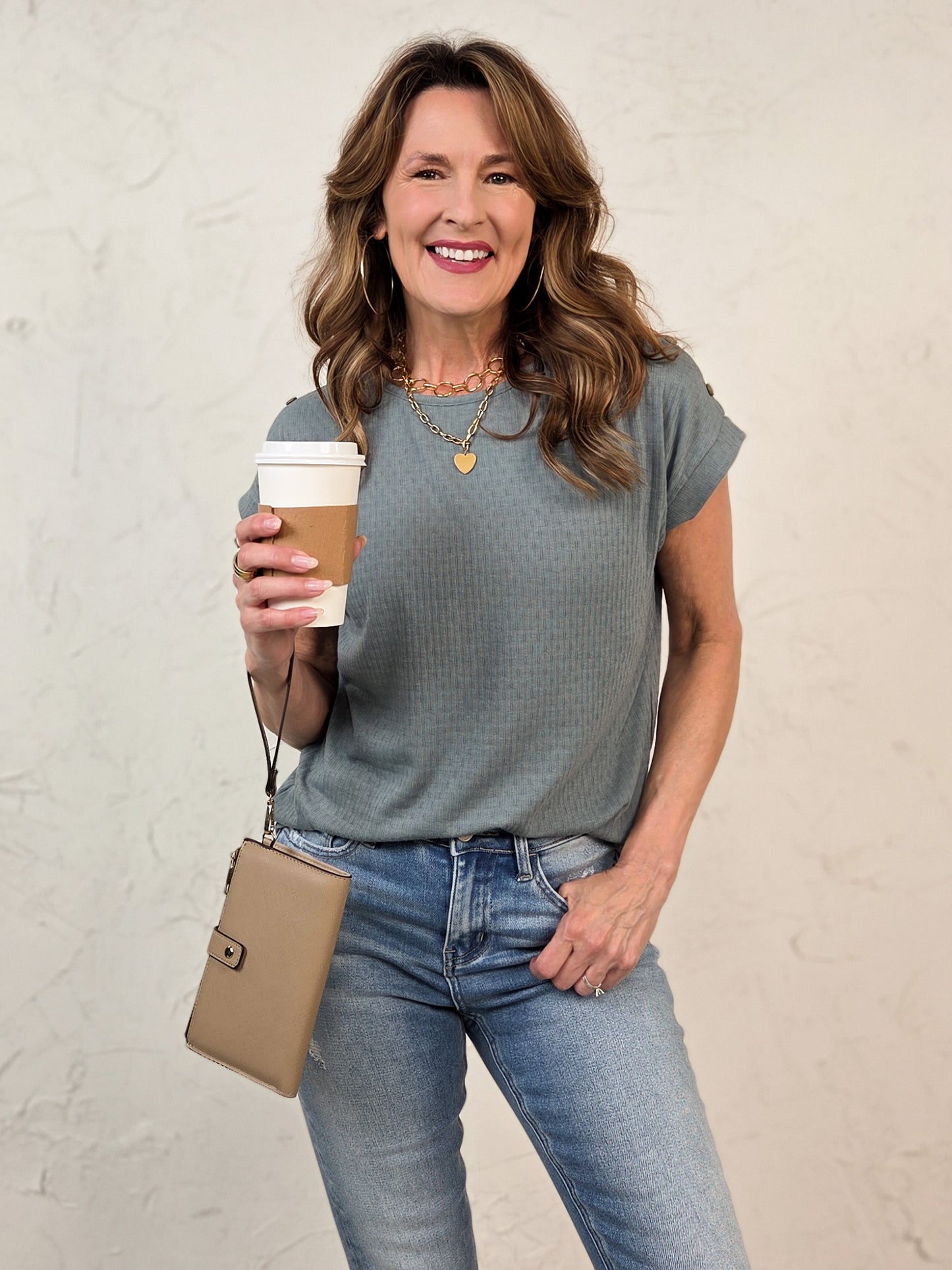 Cut Out Shoulder Pointelle Top