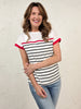 Short Sleeve Color Trimmed Striped Top