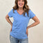 V-Neck Raw Edge Slub Short Sleeve Top