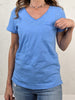 V-Neck Raw Edge Slub Short Sleeve Top