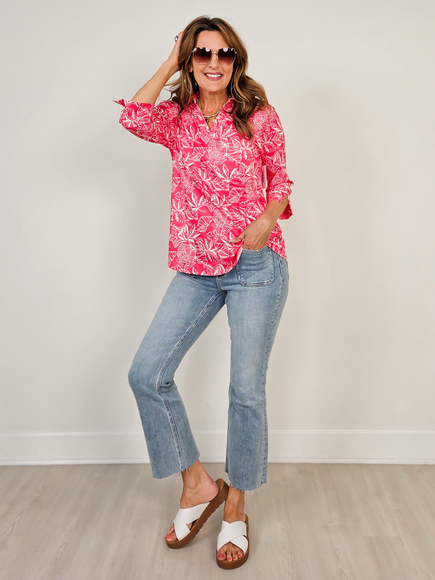 Sailaway Top in Hot Pink