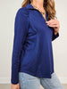 Marina Long Sleeve Top with Zipper Neckline in Coastal Navy