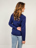 Marina Long Sleeve Top with Zipper Neckline in Coastal Navy
