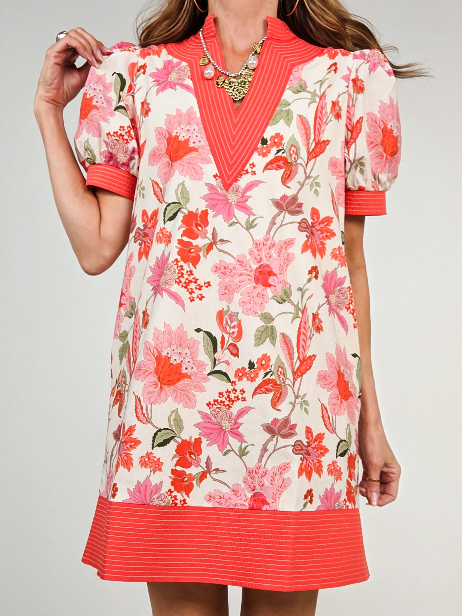 Floral Print Puff Sleeve Mini Dress