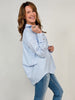 Striped Long Sleeve Button Down Collared Top