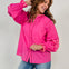 High Ruffle Neckline Button Down Embroidered Top