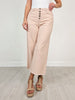 Button Fly High-Rise Stretch Twill Pants in Peach Tree