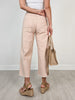 Button Fly High-Rise Stretch Twill Pants in Peach Tree