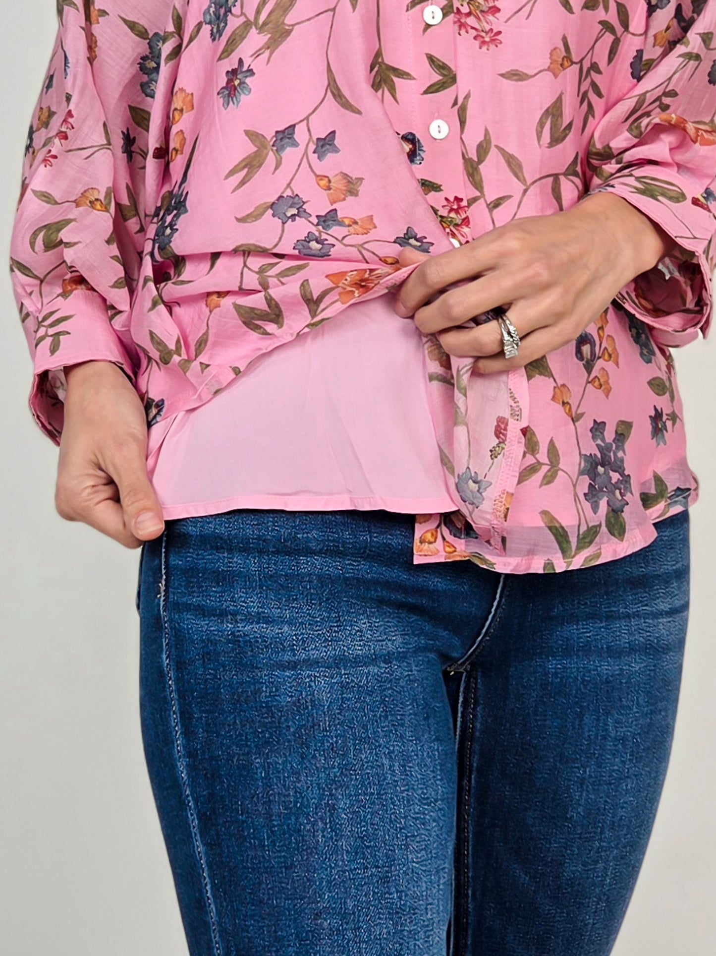 Floral Print Long Sleeve Button Down Top