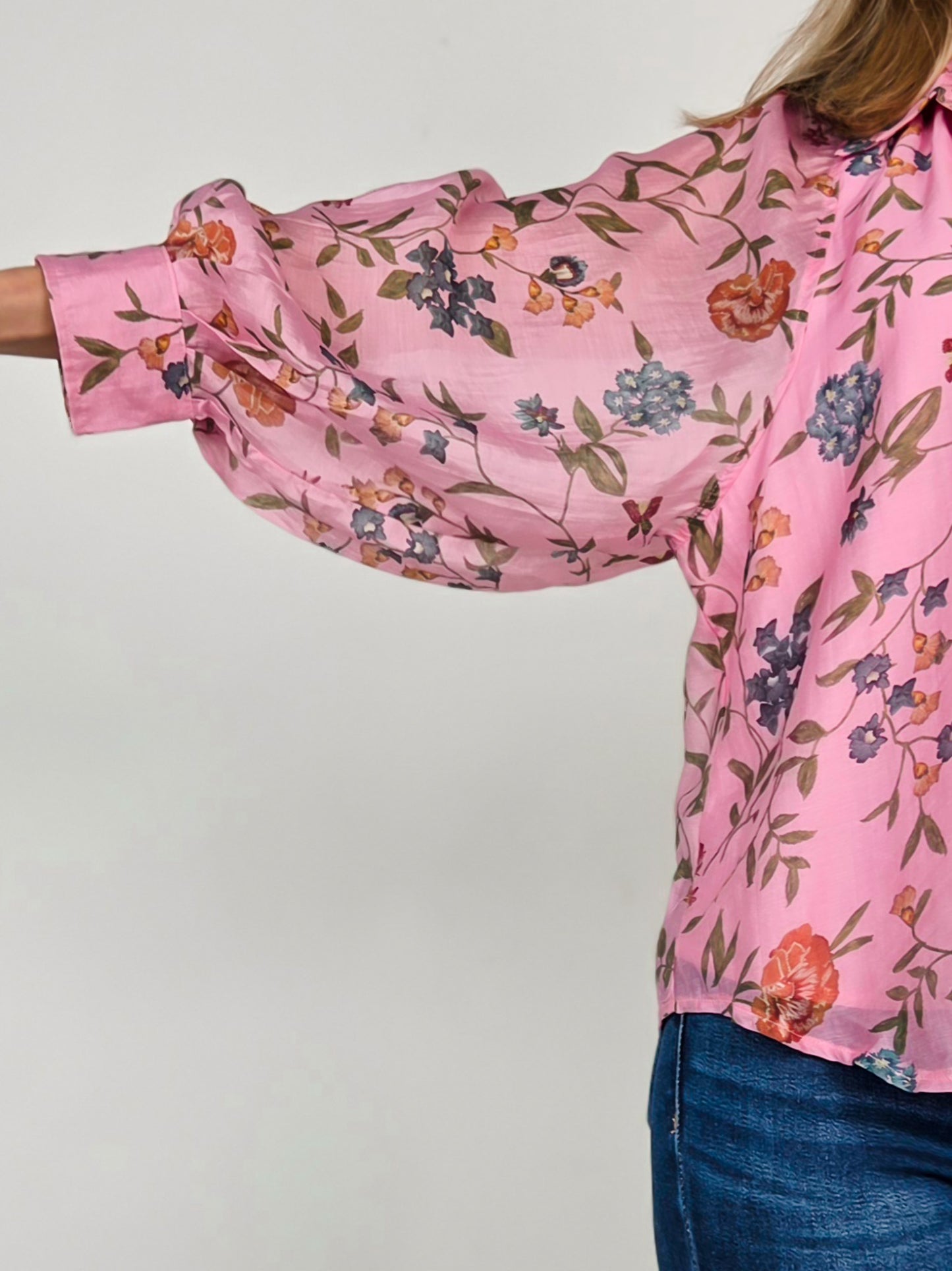 Floral Print Long Sleeve Button Down Top