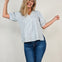 Striped Short Sleeve V-Neckline Top