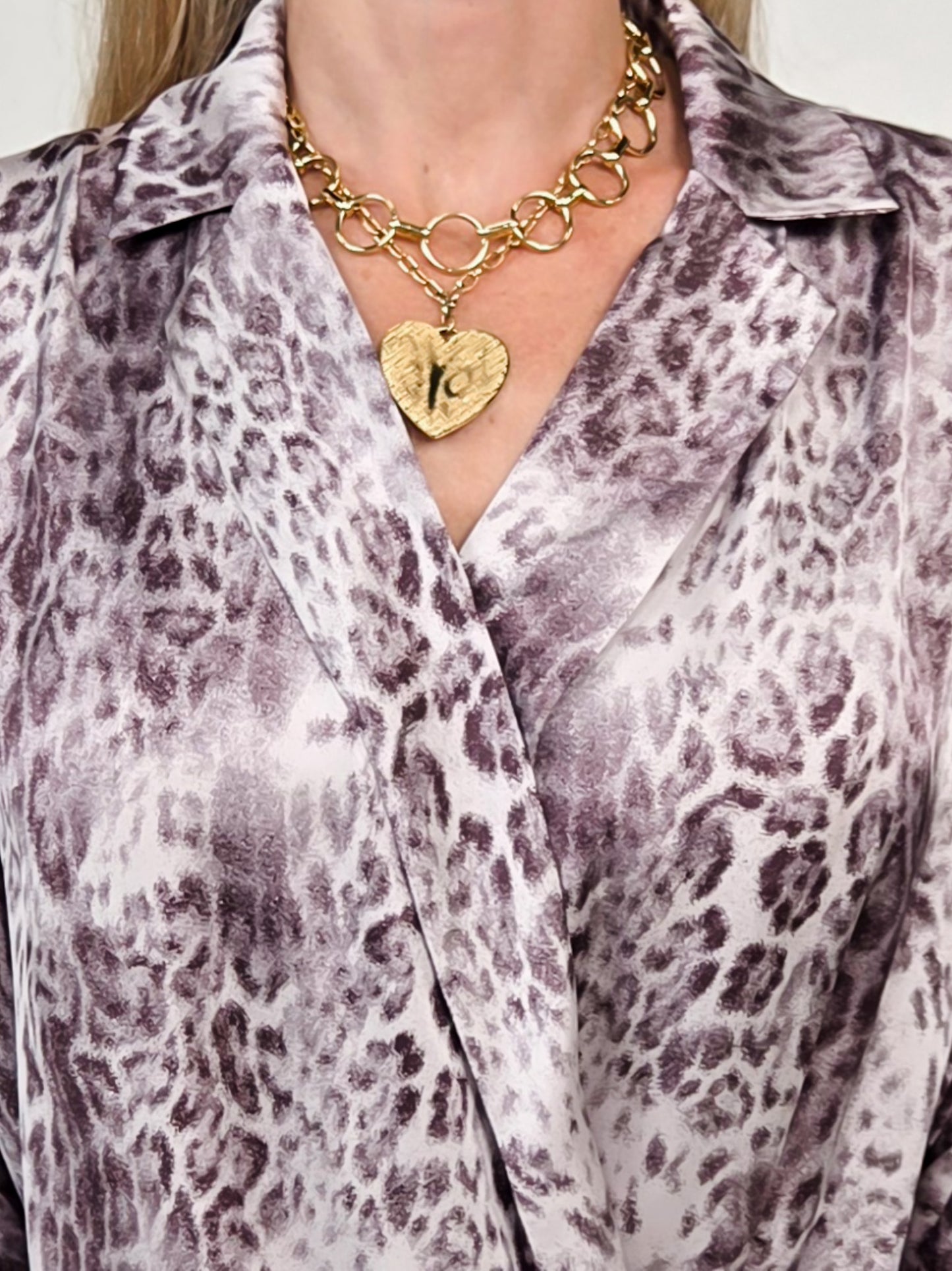 Animal Print Notched Neck Surplice Dolman Top