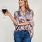 Animal Print Notched Neck Surplice Dolman Top