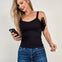 Stretchy Ribbed Seamless Lace Trim Tank Top - BASIC COLORS