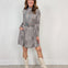 Damask Print Mock Neck Shift Dress
