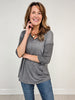 Vintage Wash Relaxed Fit 3/4 Length V-Neck Top