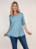 Vintage Wash Relaxed Fit 3/4 Length V-Neck Top