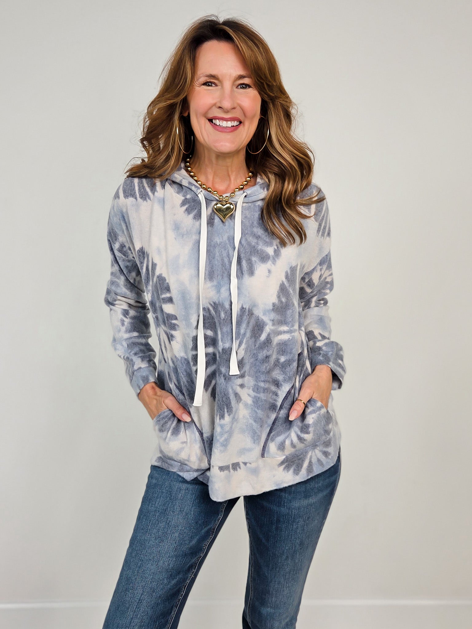 Tie Dye Long Sleeve Hooded Pullover Top