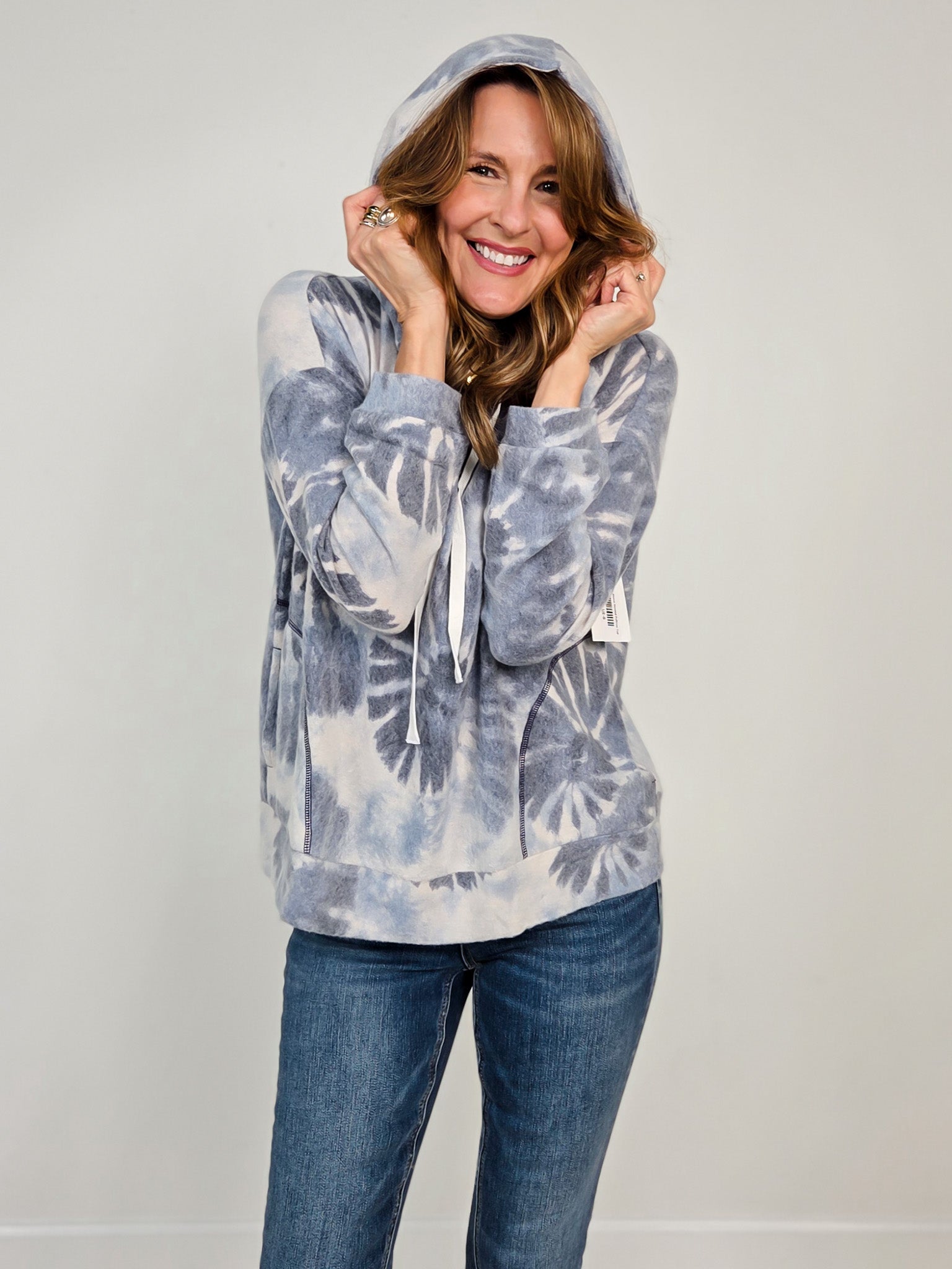 Tie Dye Long Sleeve Hooded Pullover Top