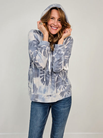 Tie Dye Long Sleeve Hooded Pullover Top
