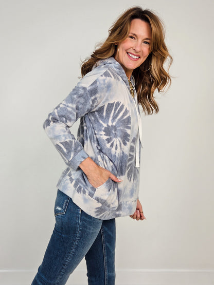 Tie Dye Long Sleeve Hooded Pullover Top