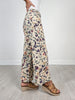 Easel Light Khaki Floral Denim Wide Leg Twill Pants