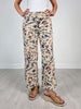 Easel Light Khaki Floral Denim Wide Leg Twill Pants