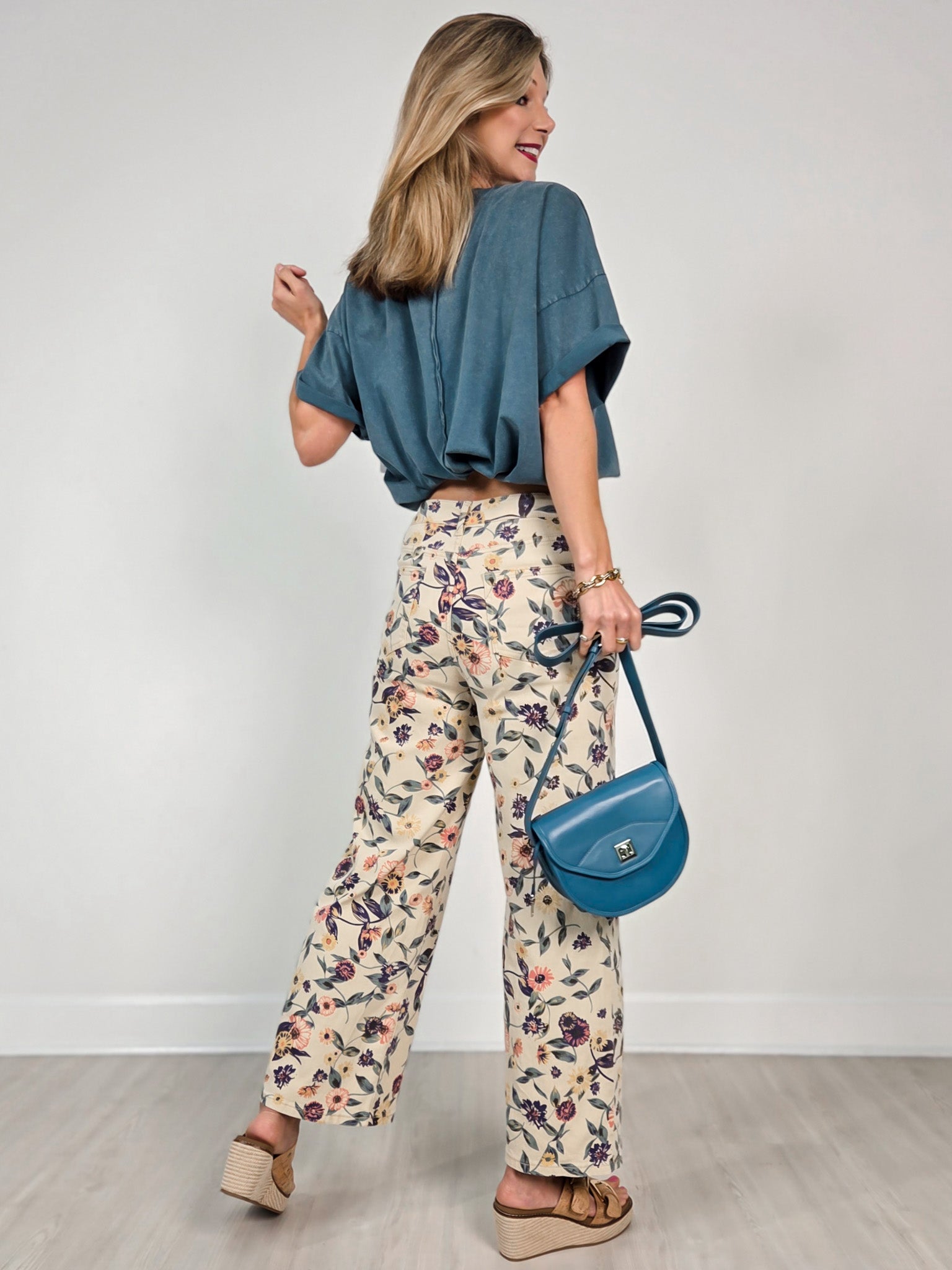 Short Sleeve Crochet Pocket Mineral Wash Top
