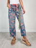 Washed Floral Print Barrel Jeans