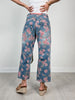 Washed Floral Print Barrel Jeans
