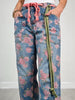 Washed Floral Print Barrel Jeans
