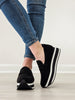 Corkys Sheesh Platform Loafers in Black Faux Suede
