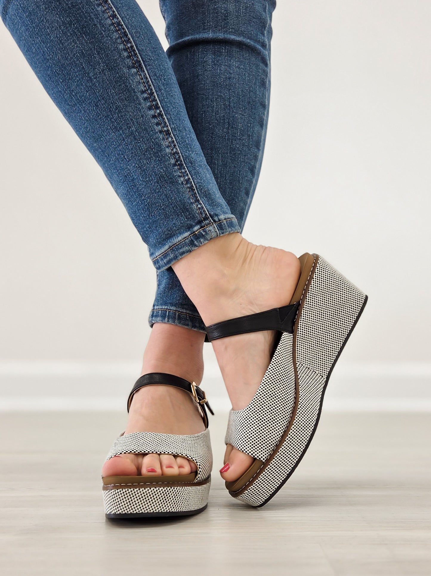 Corkys Treat Yourself Wedges in Black Combo