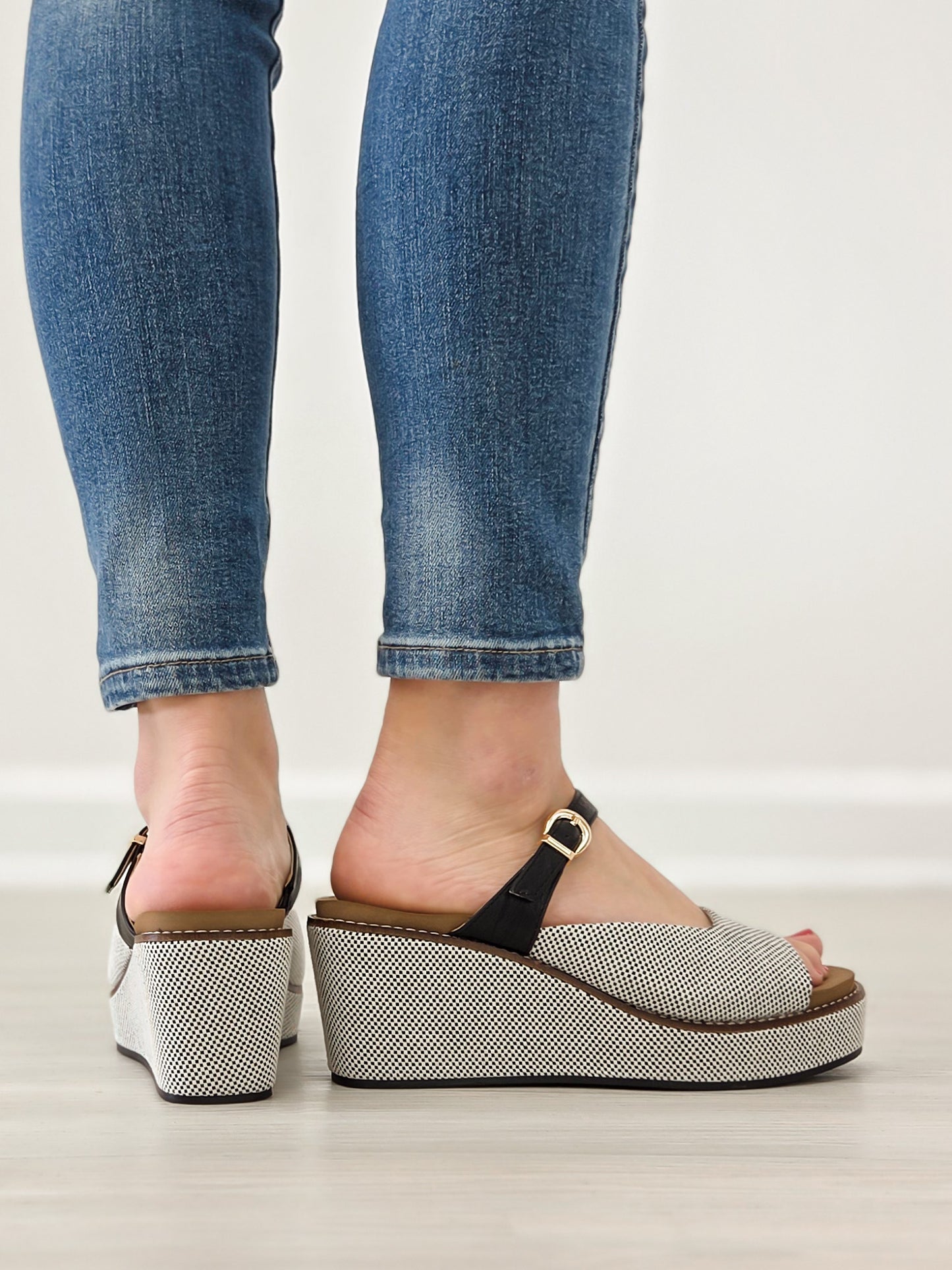 Corkys Treat Yourself Wedges in Black Combo