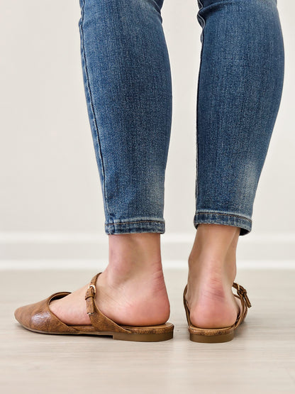 Corkys Wanna Grab Drinks Flats in Cognac Distressed