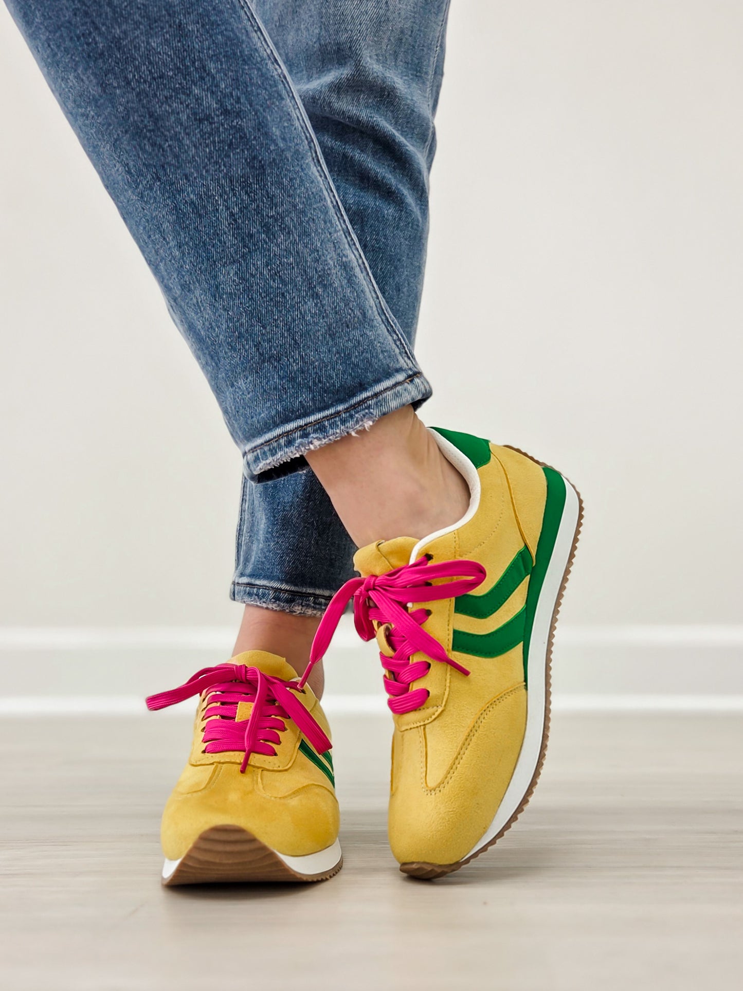 Corkys Kickoff Tennis Shoes in Yellow Green Combo