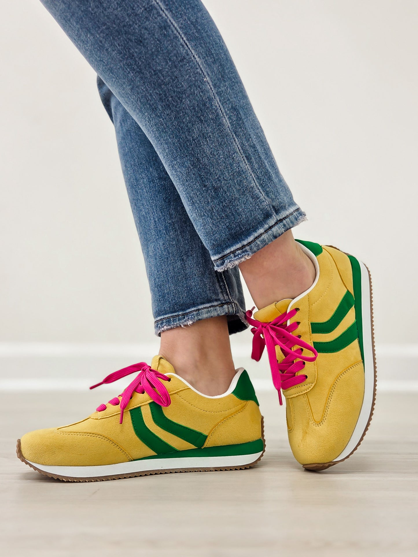 Corkys Kickoff Tennis Shoes in Yellow Green Combo