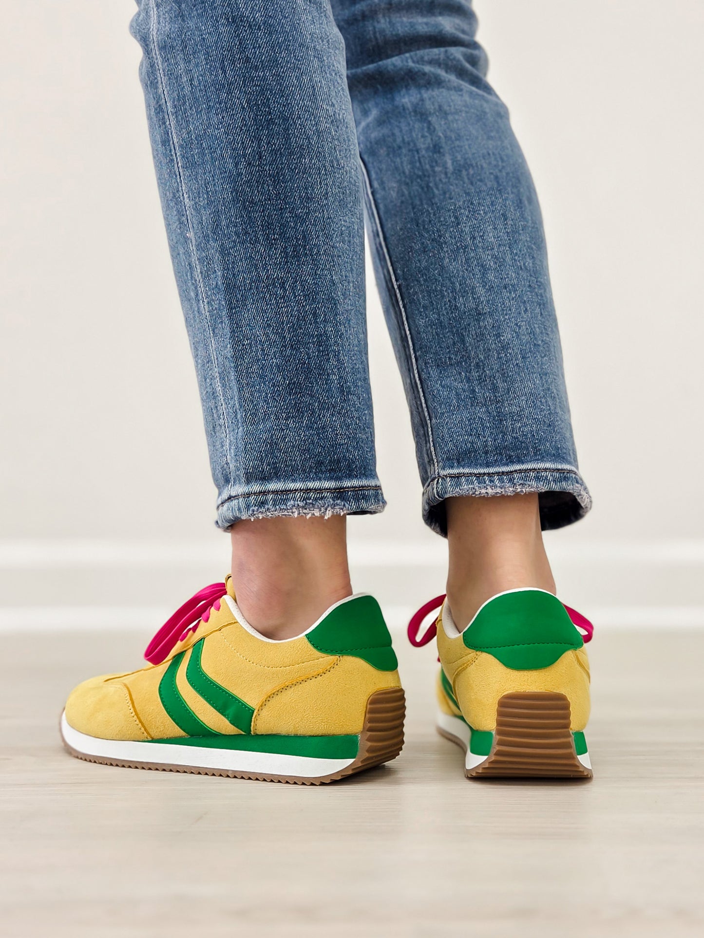 Corkys Kickoff Tennis Shoes in Yellow Green Combo