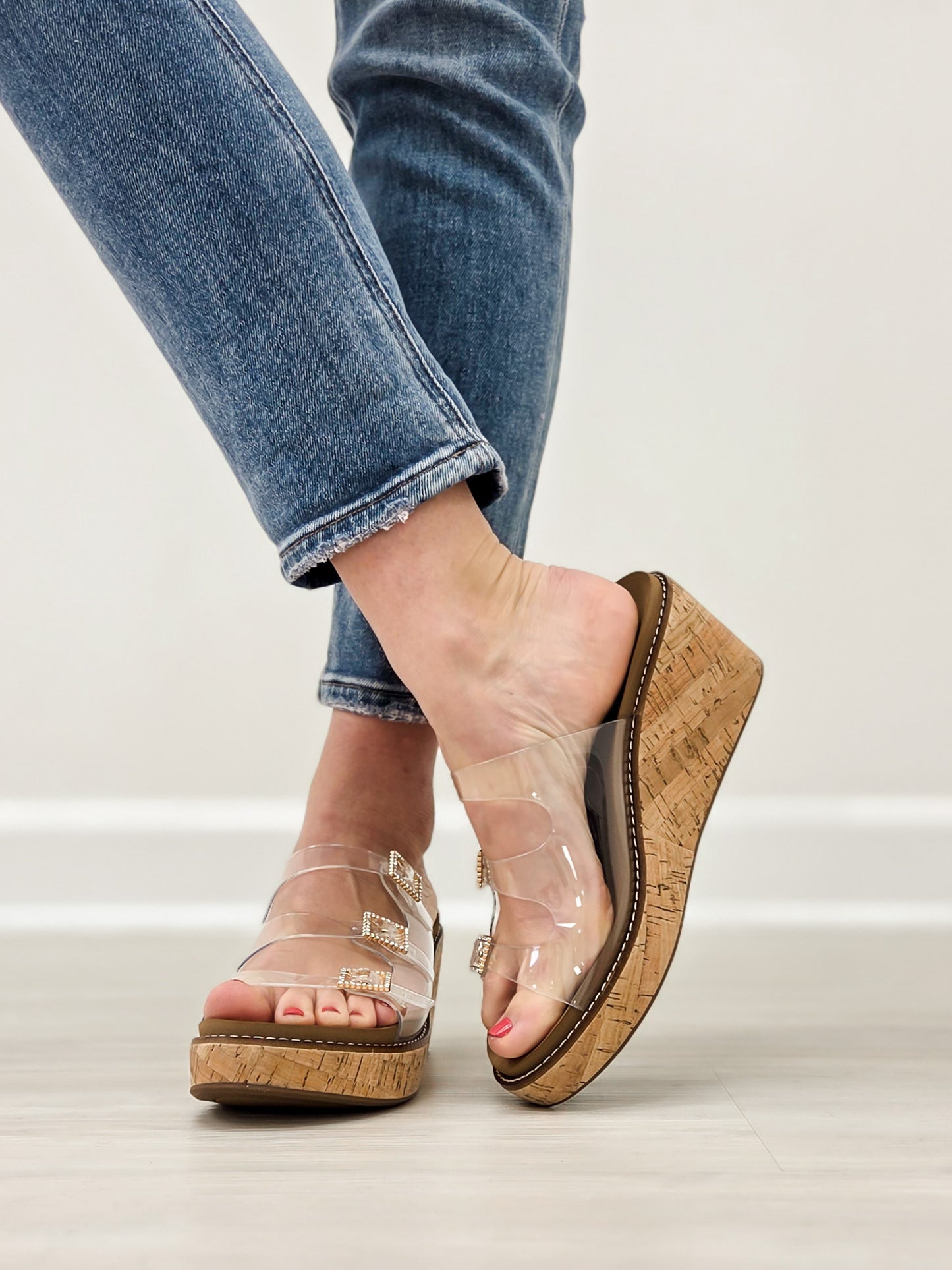 Corkys Don't Mind Me Wedges in Clear