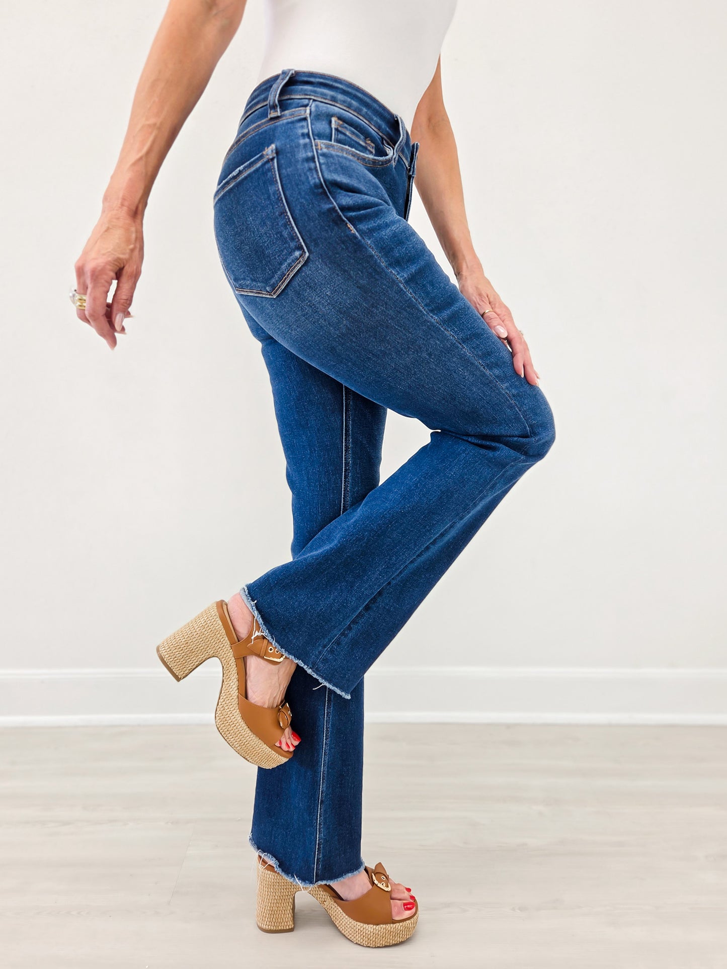 Lovervet MAIN CHARACTER High Rise Raw Hem Bootcut Jeans