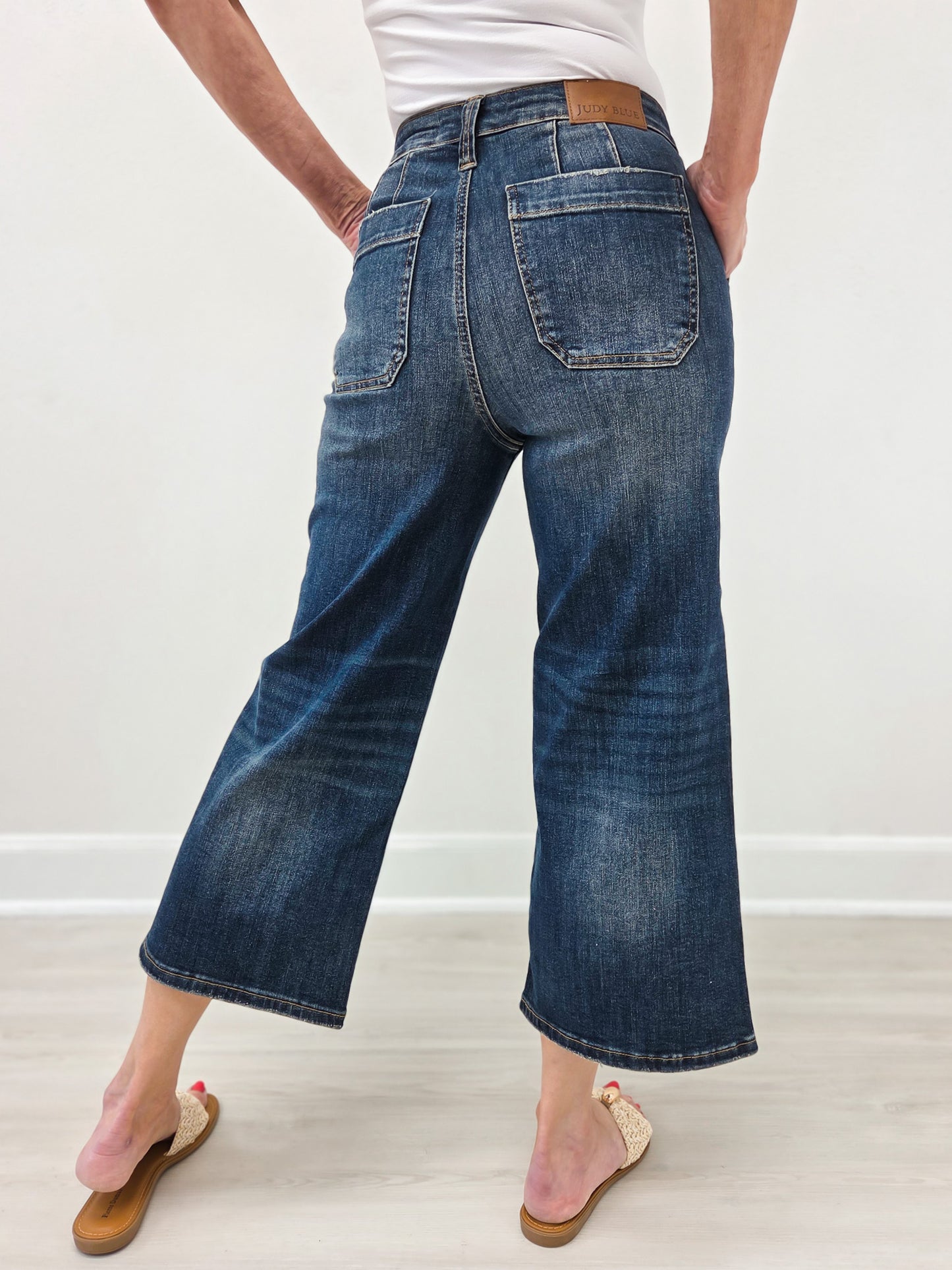 Judy Blue DOWNFALL High Waist Wide Leg Crop Utility Pocket