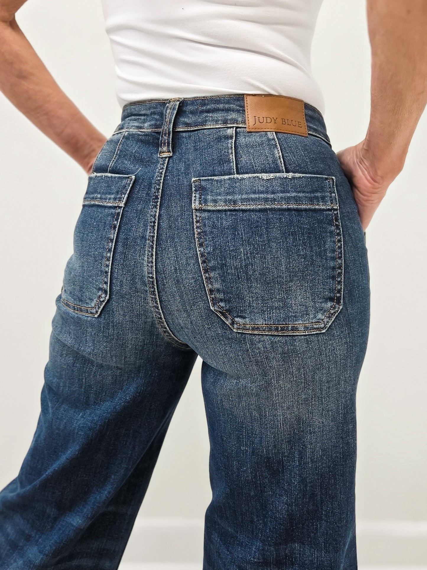 Judy Blue DOWNFALL High Waist Wide Leg Crop Utility Pocket