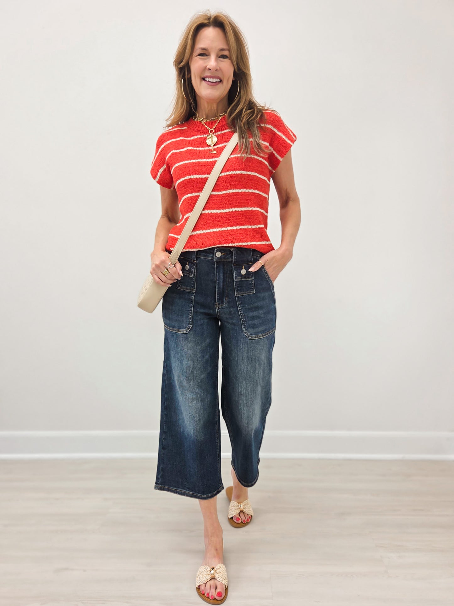 Judy Blue DOWNFALL High Waist Wide Leg Crop Utility Pocket