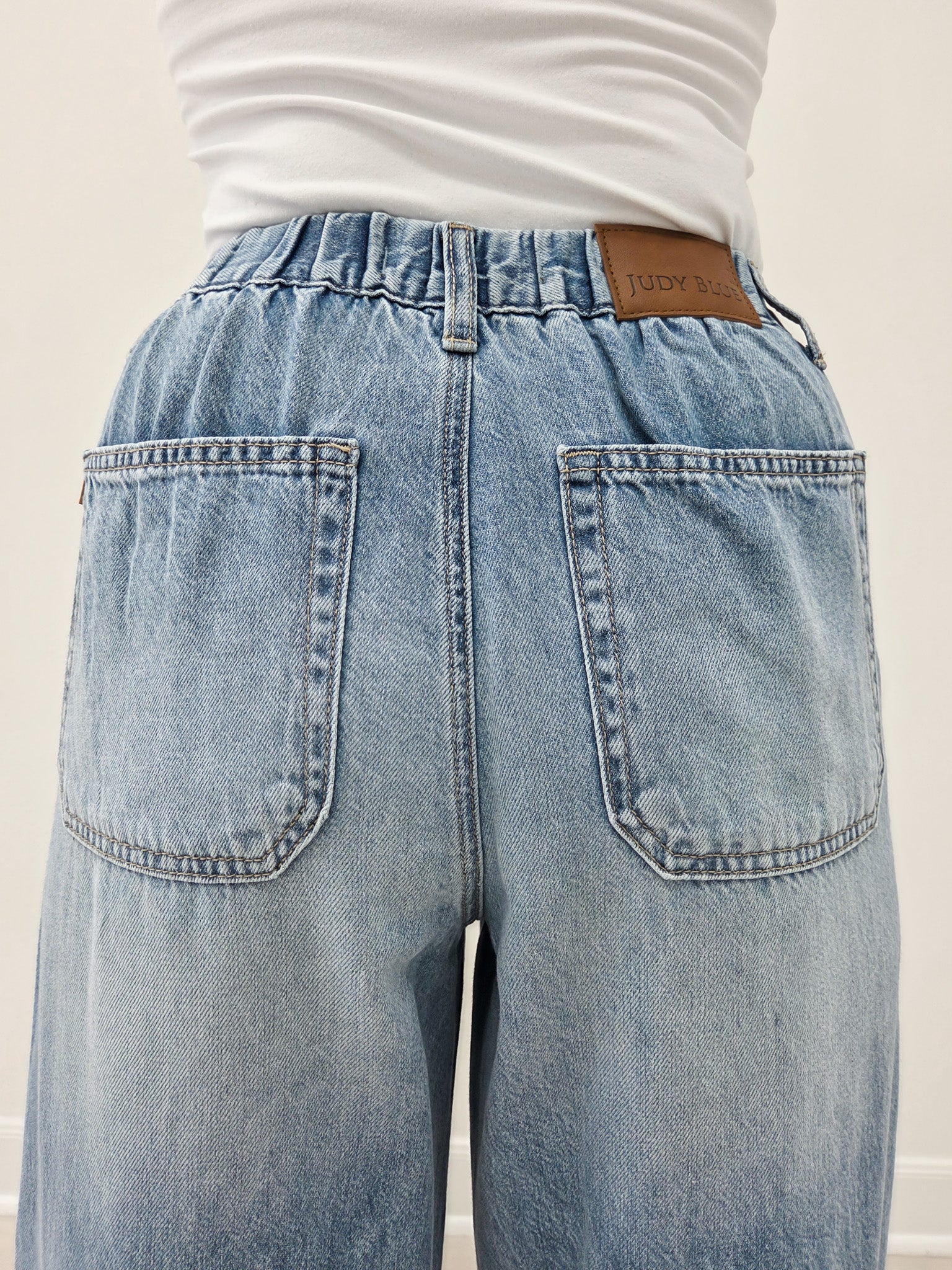 Judy Blue BIRDIE Hi-Rise Featherweight Baggy Elasticated Waistband Jeans