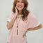 Relaxed Fit Cuffed Sleeves Striped Knit Top