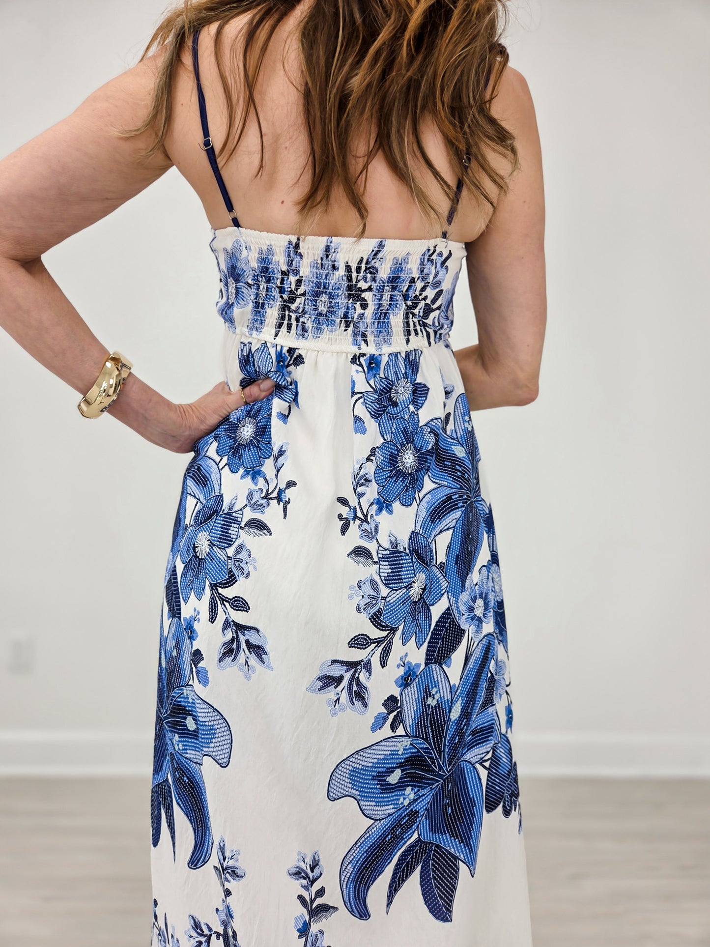 Floral Pattern Spaghetti Strap Midi Dress