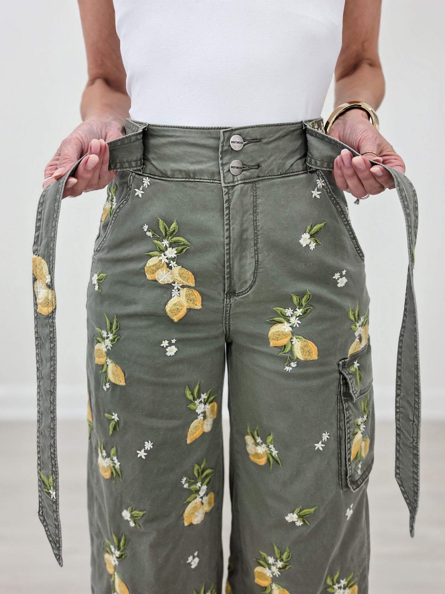 Driftwood Wide Leg Cargo Olivia Limoncello Pants