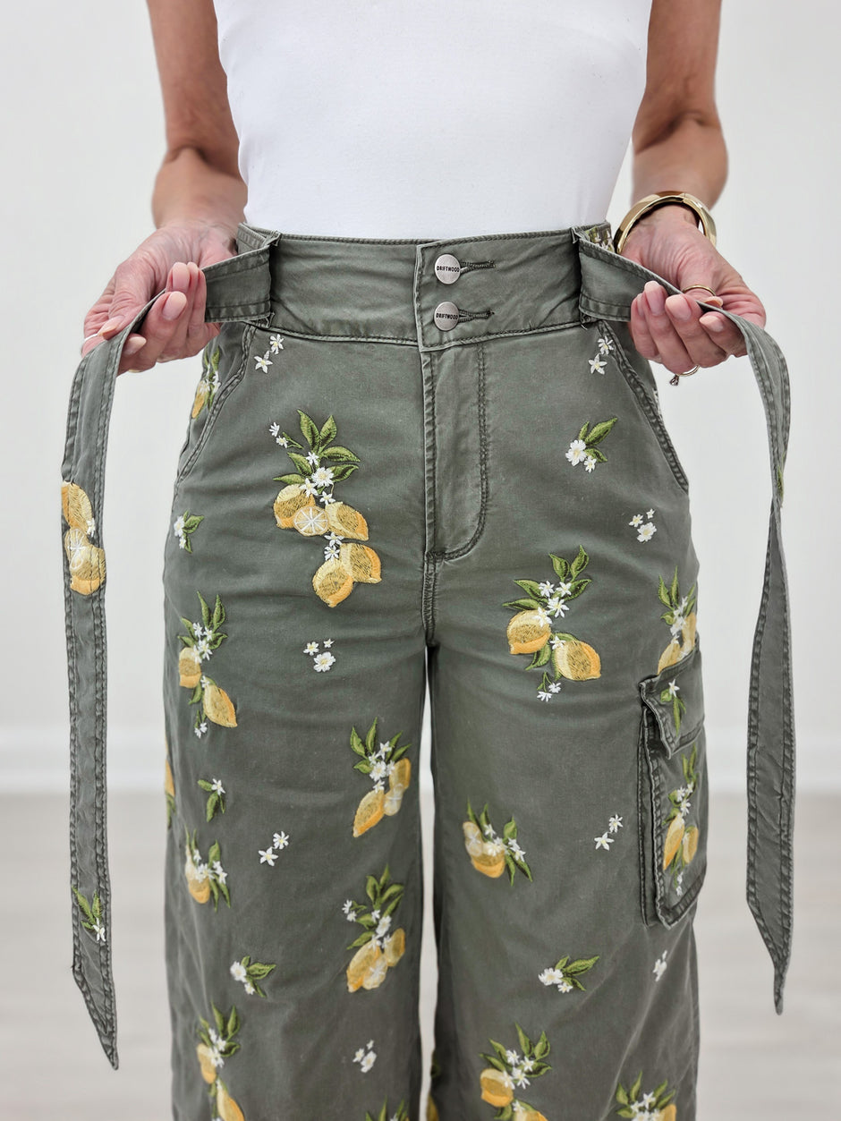 Driftwood Wide Leg Cargo Olivia Limoncello Pants