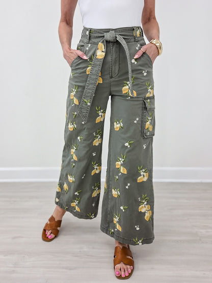 Driftwood Wide Leg Cargo Olivia Limoncello Pants